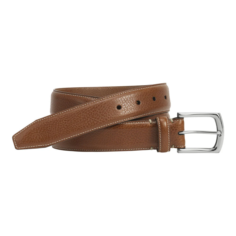 Johnston & Murphy Topstitched Leather Belt Tan 1 Johnston & Murphy Topstitched Leather Belt Tan