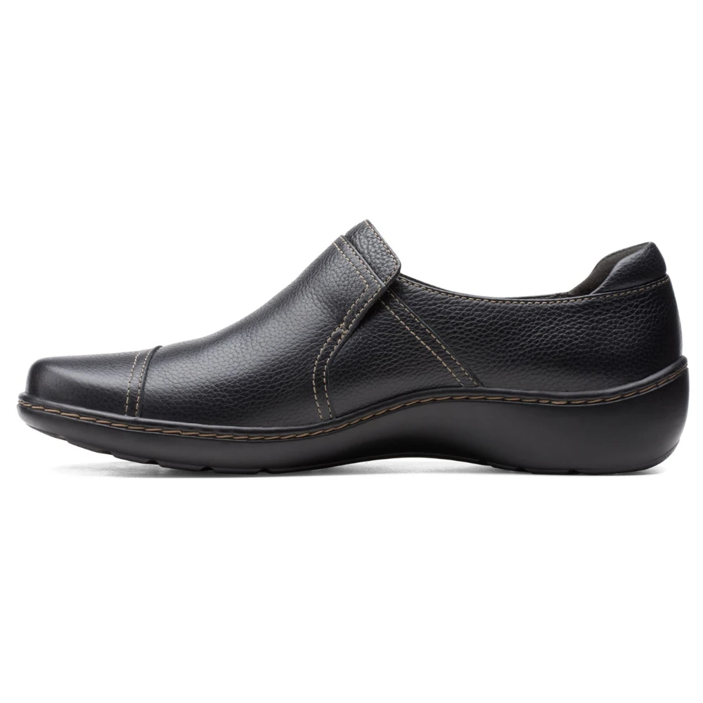 Clarks Cora Poppy Black Leather Slip-On (Women's) 3 Clarks Cora Poppy Black Leather Slip-On (Women's) - Image 3