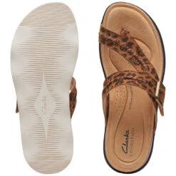 Clarks Brynn Madi Sandal Leopard Leather (Women's) -Dansko Shoe Store Leo 7