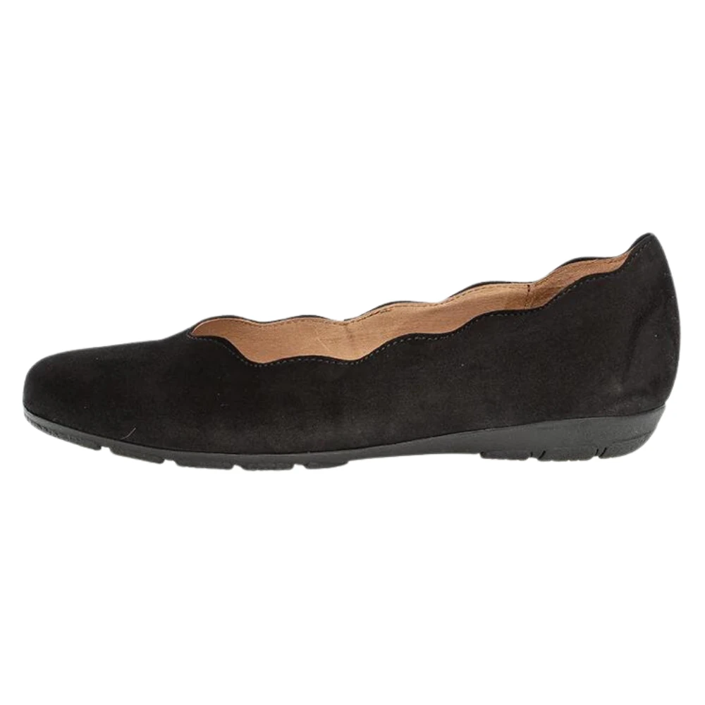 Gabor Scalloped Black Suede Ballet (Women's) 2 Gabor Scalloped Black Suede Ballet (Women's) - Image 2