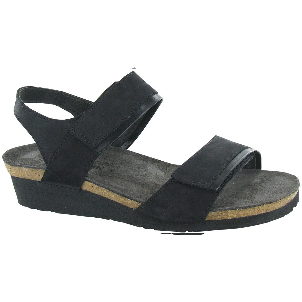 Naot Aisha Black Velvet Nubuck/Black Madras Leather (Women's) 1 Naot Aisha Black Velvet Nubuck/Black Madras Leather (Women's)